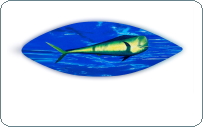 mahi fish painted surfboard
