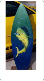 mahi fish original painted surfboard