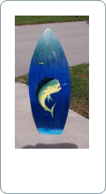 mahi dolphin hand painted surfboard