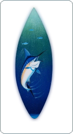 marlin hand painted surfboard