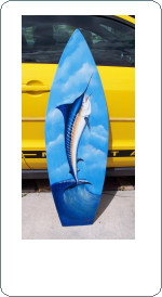 marlin fish hand painted surfboard