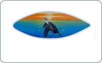 sea turtle sunrise hand painted surfboard