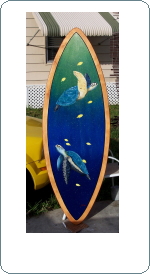 sea turtles hand painted surfboard