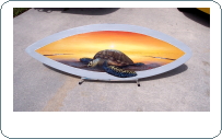 Sea Turtle sunset beach hand painted surfboard