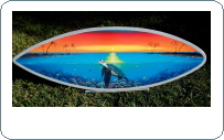 Sea Turtle sunset hand painted surfboard